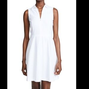 🆕THEORY Poplin White Sleeveless Collared Flare Shirt Dress. Size 6